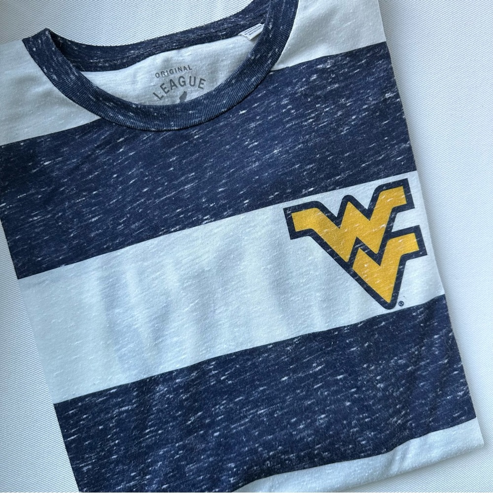 🍄 WVU Striped Long Crewneck Tee with Logo (West Virginia University)